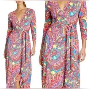 Lilly Pulitzer Size XS Adrina Feelin Groovy Print Maxi Long Wrap Dress Colorful